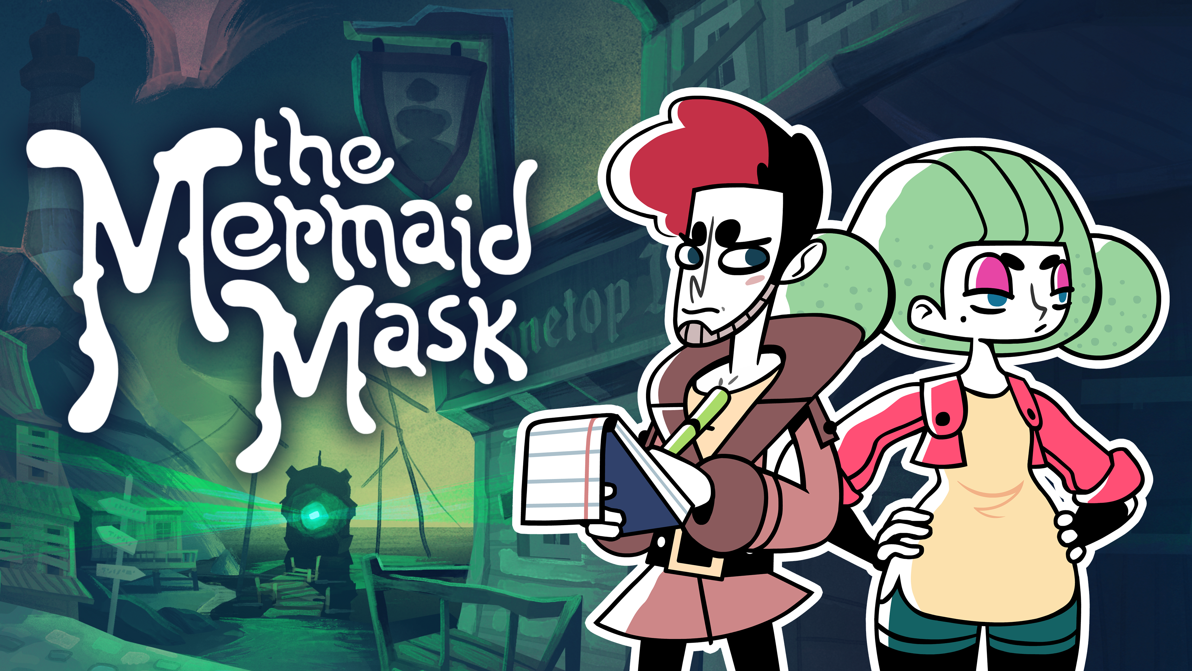 The Mermaid Mask key art featuring Detective Grimoire and Sally
